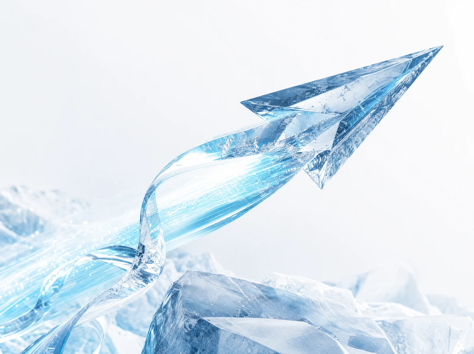 Cyan glass ribbon evoking speed