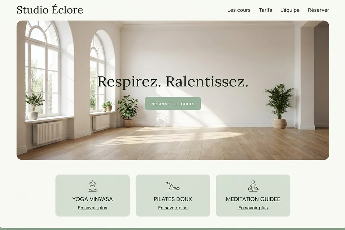 Example website for a wellness studio