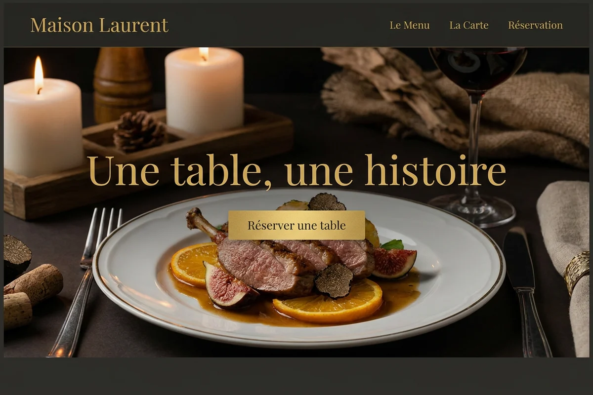Example website for a fine-dining restaurant