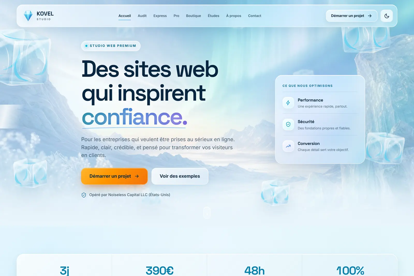 Page d’accueil de Kovel Studio