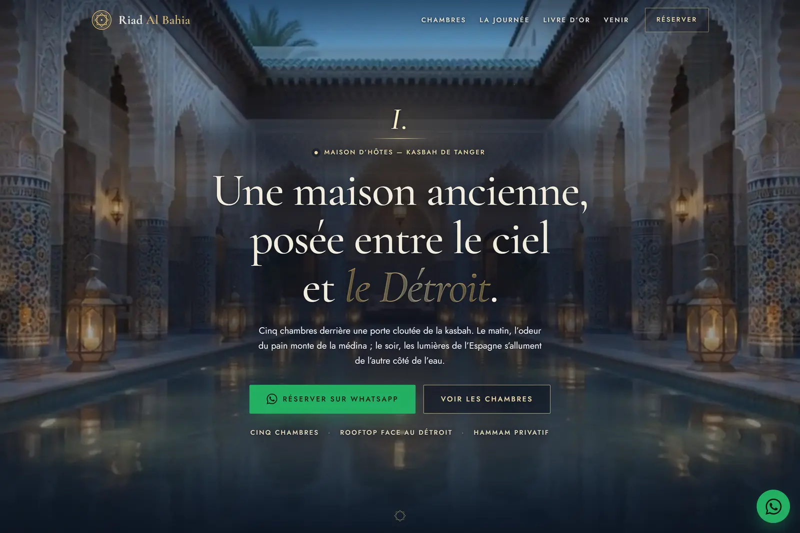 Page d’accueil du site de démonstration Riad Al Bahia